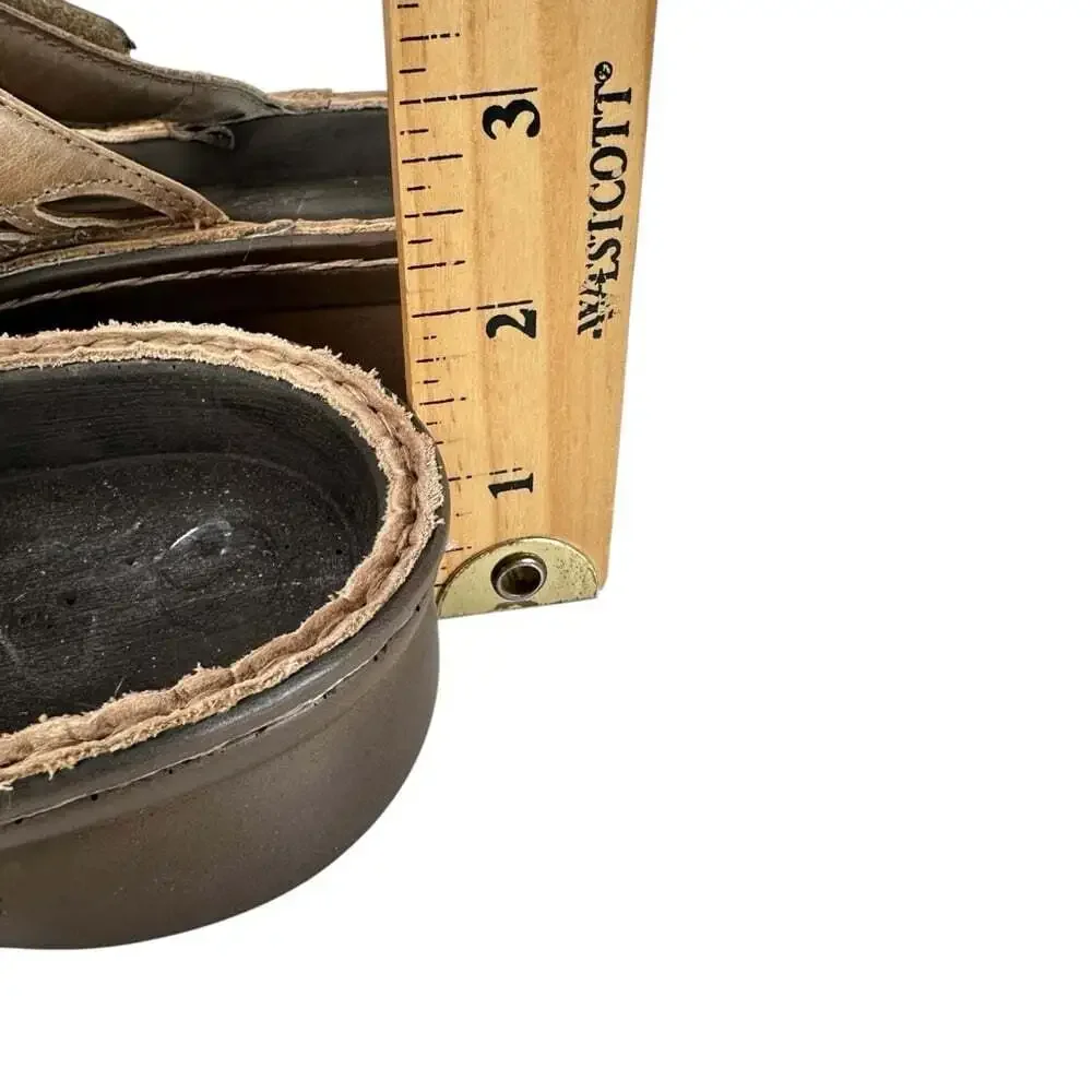 Naot Cornet Khaki Beige Leather Slide Sandals Comfort Walking Shoes Size 6
